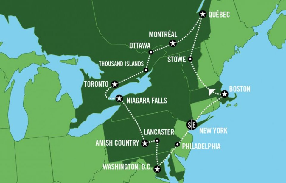 Eastern Discovery -reitti Eastern Discovery -route