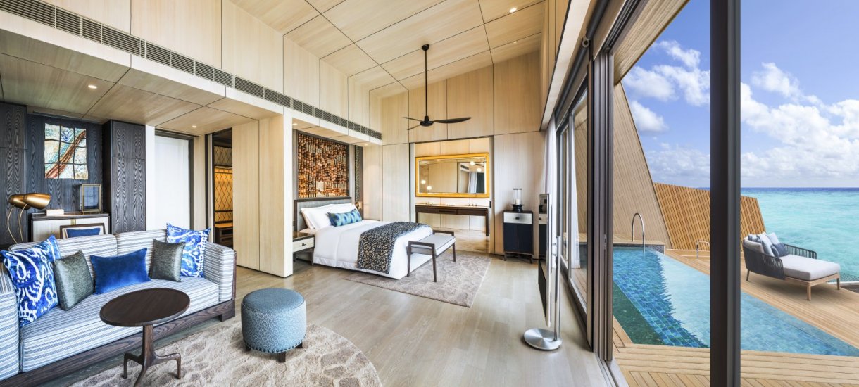 St. Regis Vommuli Resort overwater villa